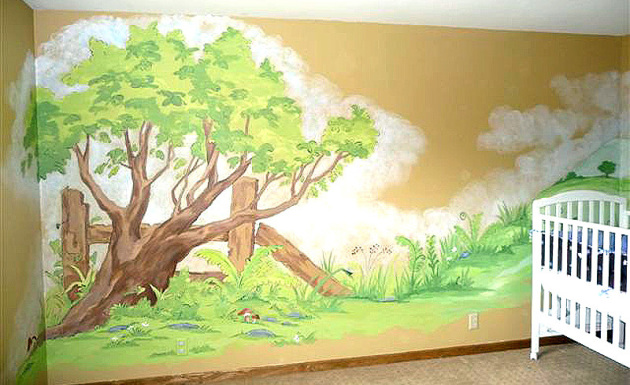 Фото: фреска в интерьере детской комнаты