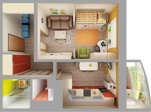 Dizajn interijera jednosobnog stana - zoniranje, izgled, praktični savjeti