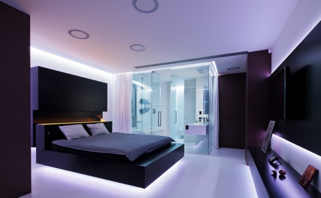 Дизайн-проект спальни в стиле хай-тек