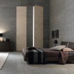 Серый интерьер спальни в стиле минимализм